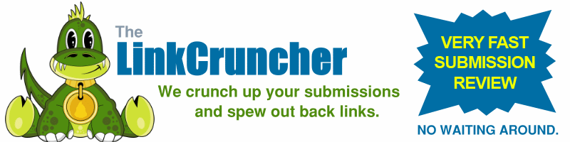 The LinkCruncher web directory - free and immediate approval.  We crunch up your submissions and spew out backlinks